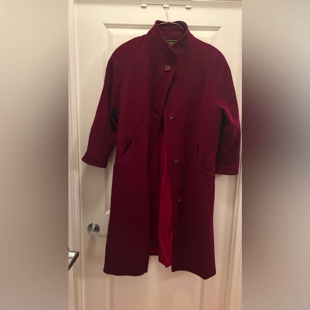 Kristen Blake Burgundy Wool Vintage Coat Size 8 Made in USA